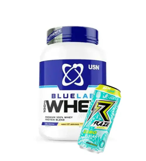 USN Nutrition 100% Bluelab Whey 2Lb + Free Raze RTD