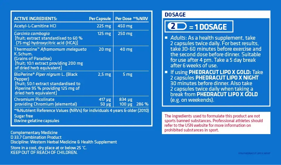 USN PhedraCut Lipo X Night - Stimulant Free
