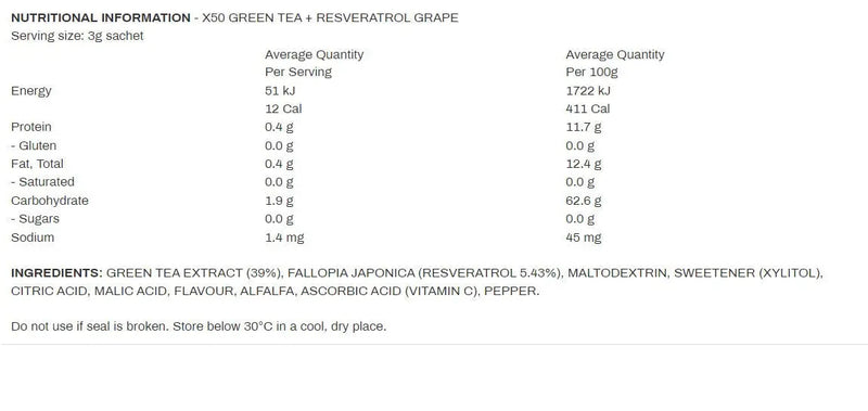 x50 Green Tea + Resveratrol Grape 60s