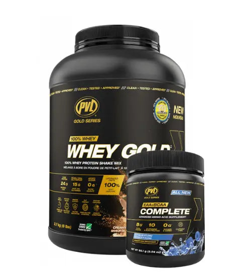 PVL 100% Whey Gold Protein + Free EAA/BCAA Trial Tub