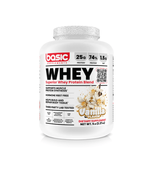 Basic Supplements Whey Protein 5Lb + FREE Pre Workout
