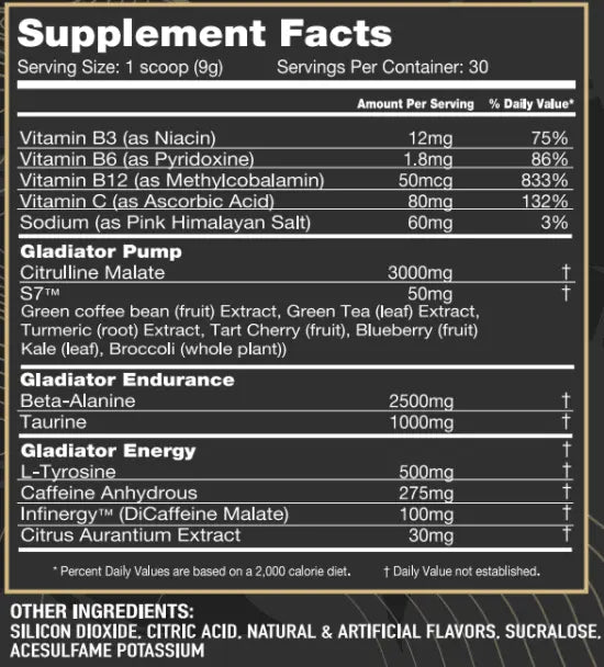 Gladiator Sports Nutrition Spartacus Pre