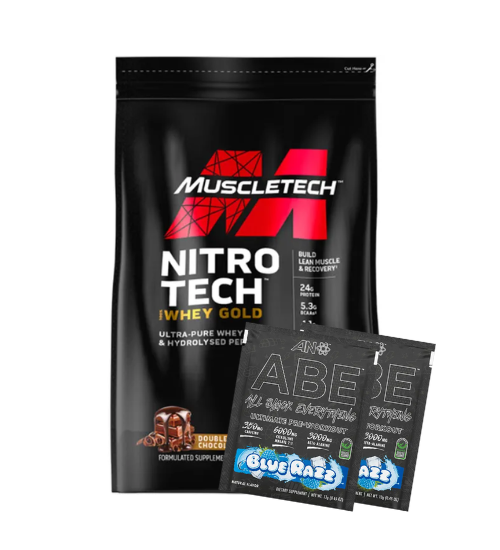 MuscleTech Nitro-Tech 100% Whey Gold 10Lb + 2 FREE Abe Samples
