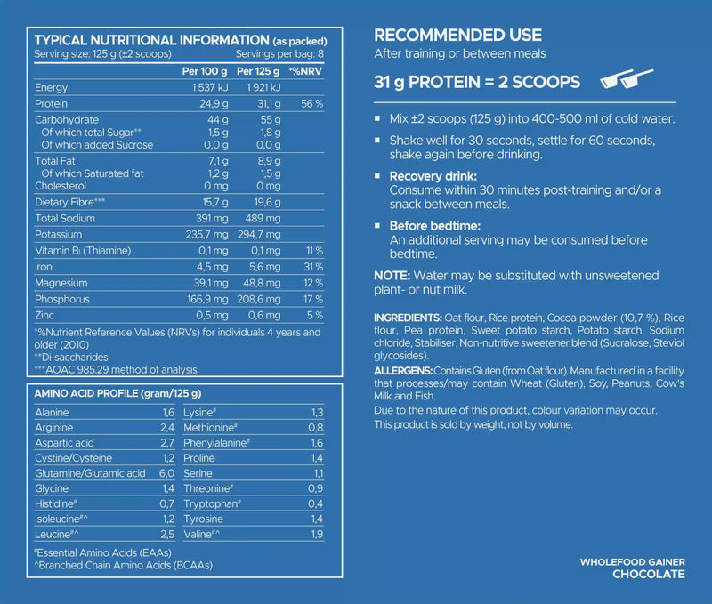 USN Wholefood Gainer + FREE Caffeine Caps