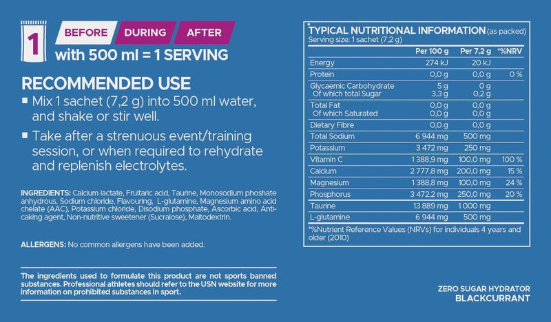 USN Zero Sugar Hydrator