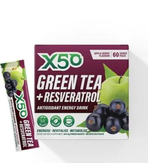 x50 Green Tea + Resveratrol Apple Berry 60s