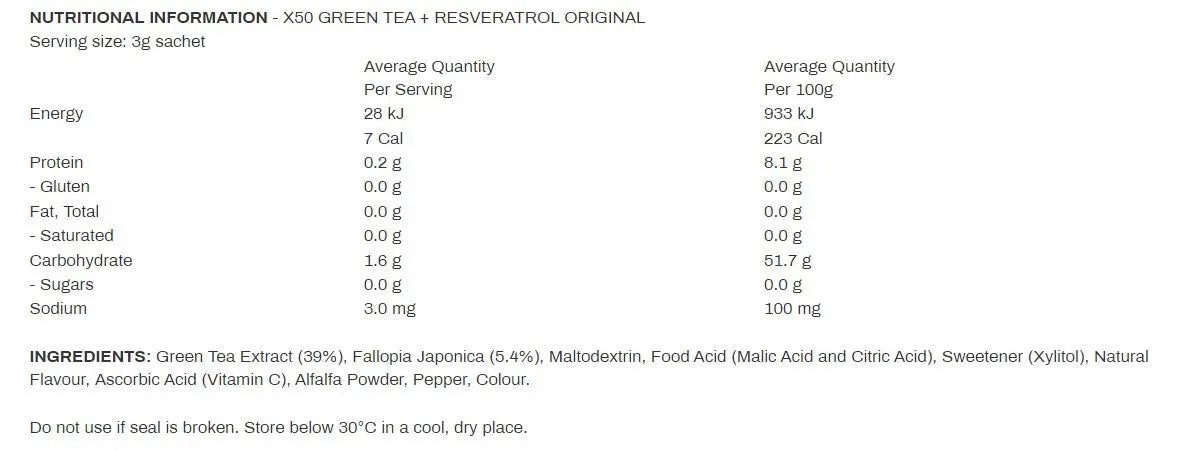 x50 Green Tea + Resveratrol Original + Free Shaker