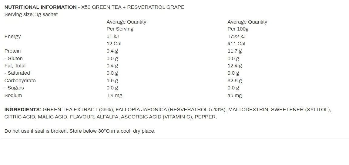 x50 Green Tea + Resveratrol Grape 60s