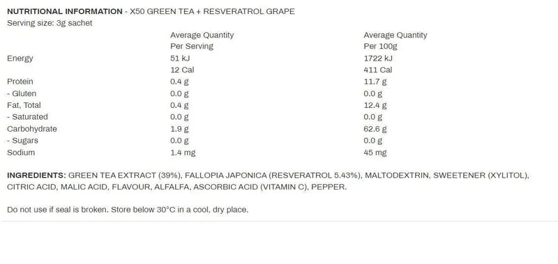 x50 Green Tea + Resveratrol Grape 60s